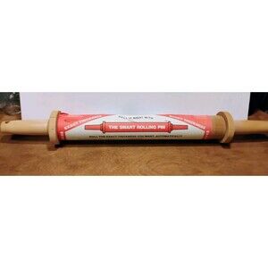 Vintage The Smart Rolling Pin Model SM-1 Adjustable Wood Pastry Wheel Cover NOS